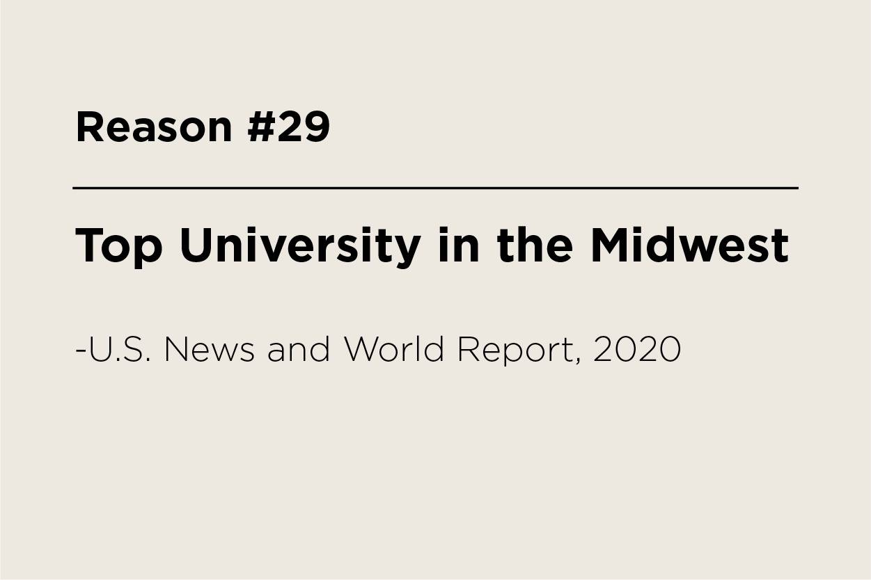 Top university in the Midwest-U.S. News and World Report, 2020